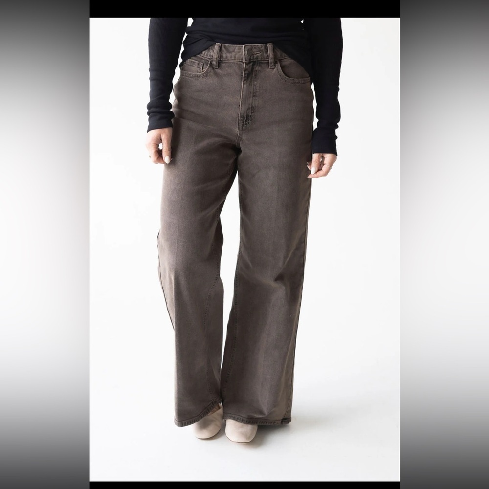 Cello Wide Leg Jeans Size 9 Washed Brown High Rise Boho Belt Loops New